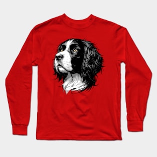 Stunning and Cool English Springer Spaniel Monochrome and Gold Portrait for Father's Day Long Sleeve T-Shirt